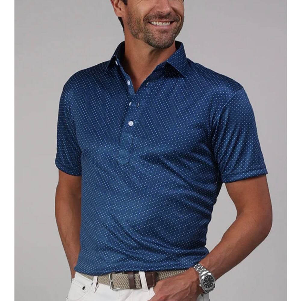 Collars & Co. Dress Collar Polo Navy Micro Dot Men’s Small NWT